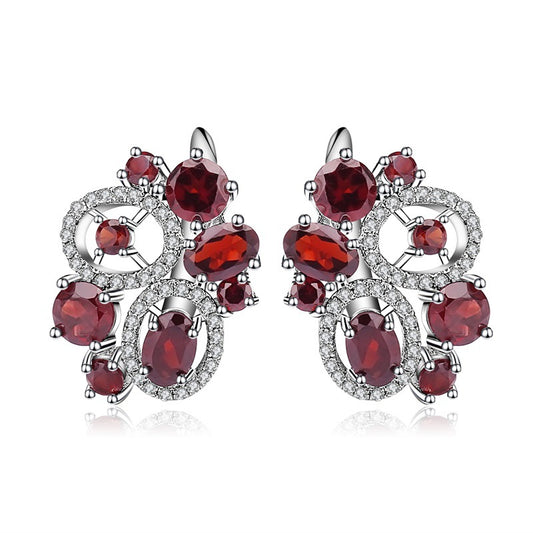 Natural colorful earrings s925 silver inlaid garnet earrings