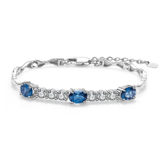 Natural Topaz Bracelet Women's Fashion, Elegance, Luxury, and High Sense s925 Pure Silver Inlaid Natural Gemstone Bracelet