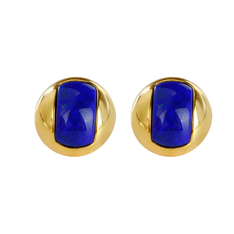 Boucles d'oreilles en lapis-lazuli plaqué argent S925, Joker classique, à la mode