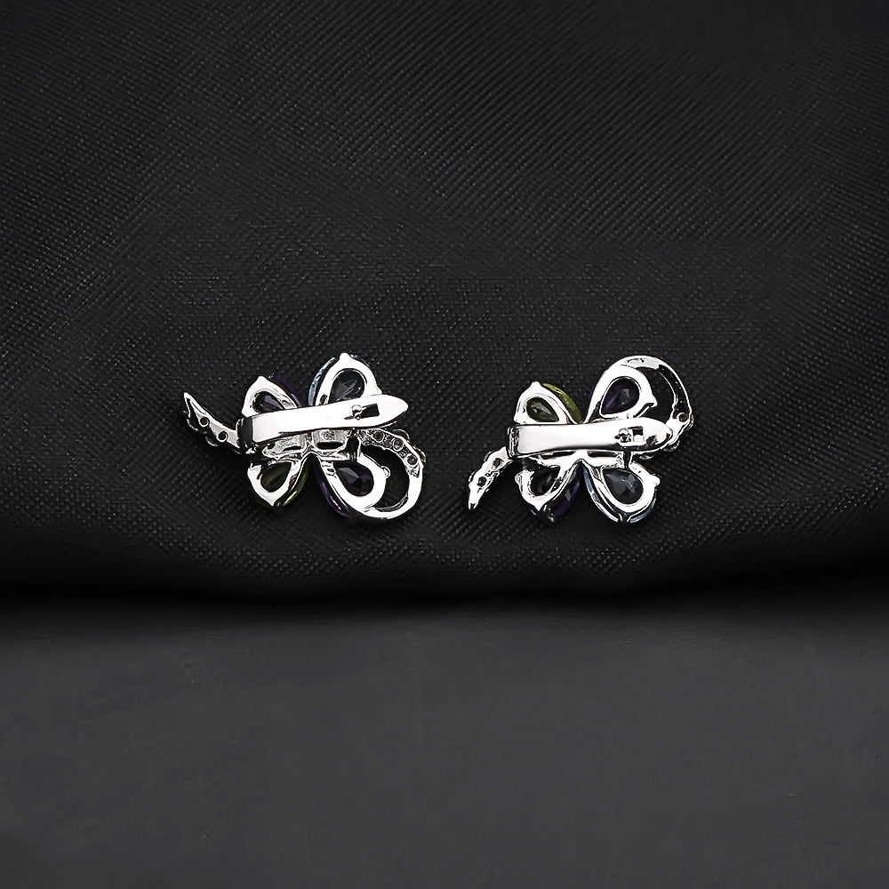 Natural gemstone earrings, high-end butterfly shaped gemstone 925 silver earrings and earrings