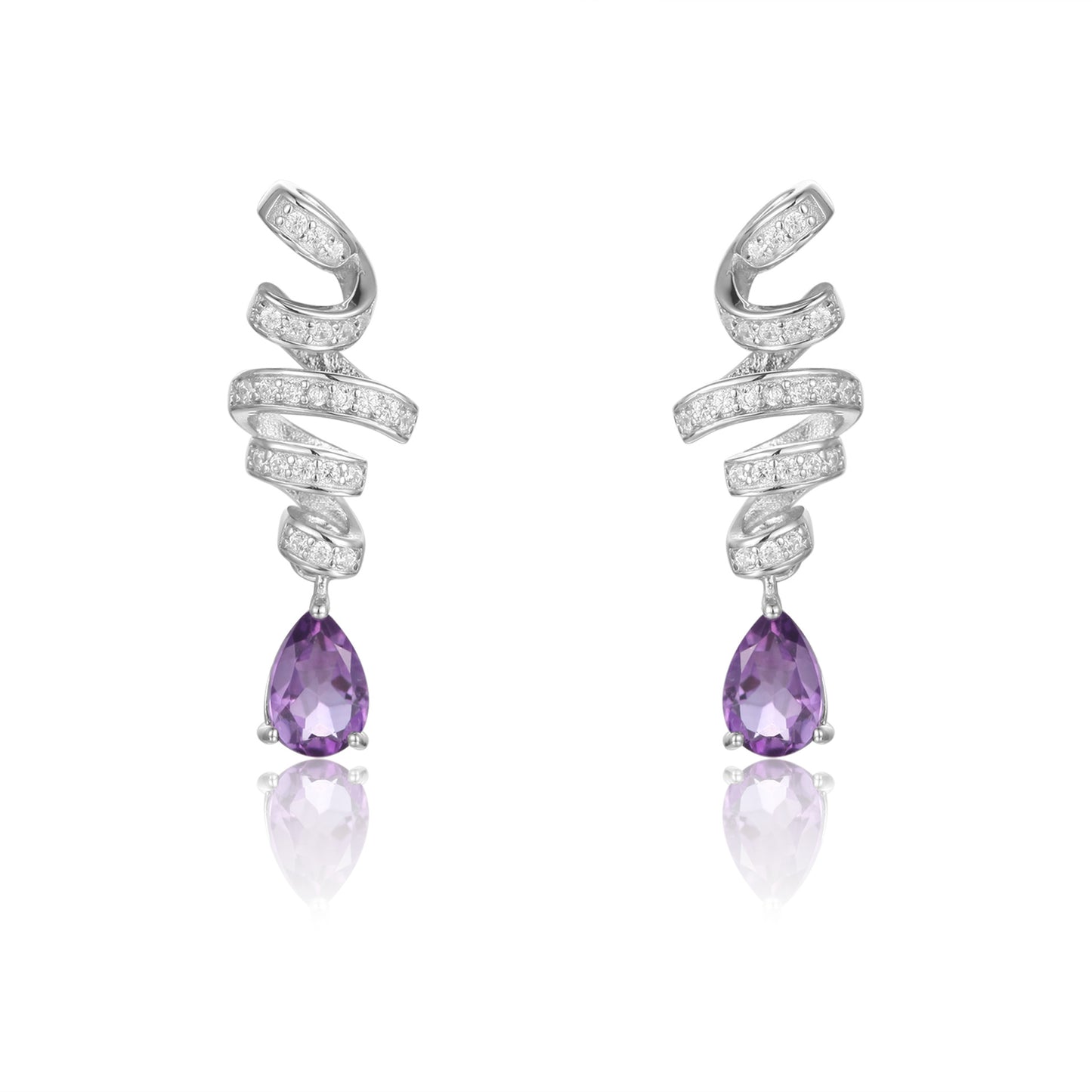 Natural amethyst gemstone earrings s925 silver inlaid with natural colorful earrings