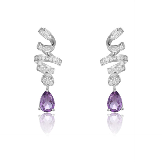 Natural amethyst gemstone earrings s925 silver inlaid with natural colorful earrings