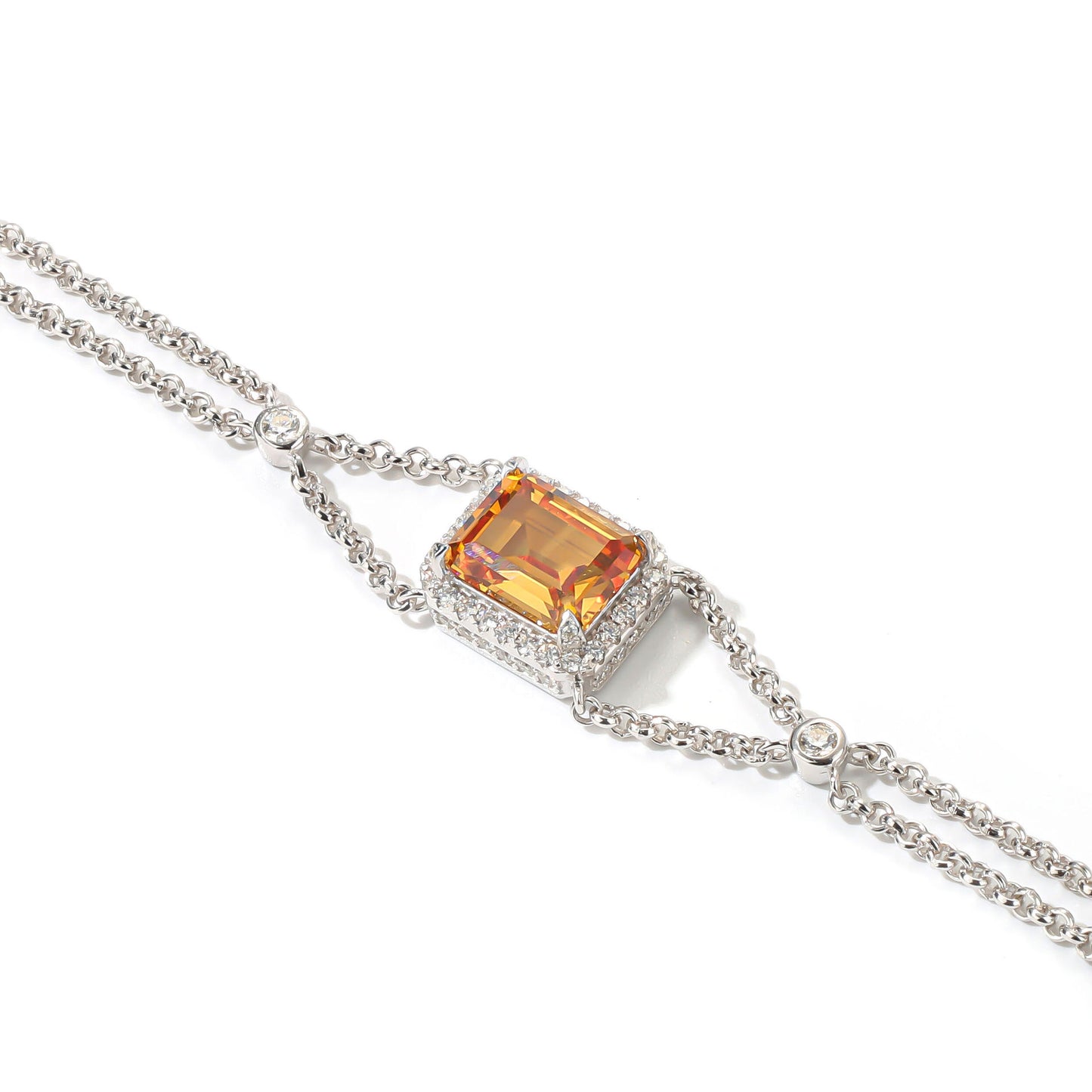 925 sterling silver bracelet with square lab-grown gemstones is a fashionable new style