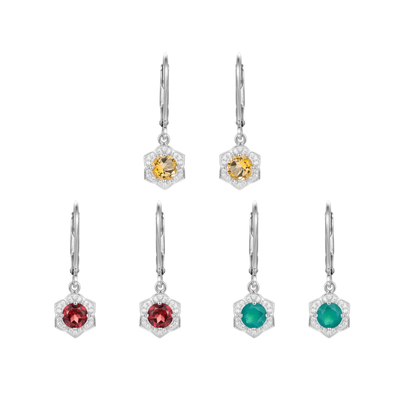 Boucles d'oreilles en pierres précieuses grenat en argent s925 incrustées de pierres précieuses naturelles