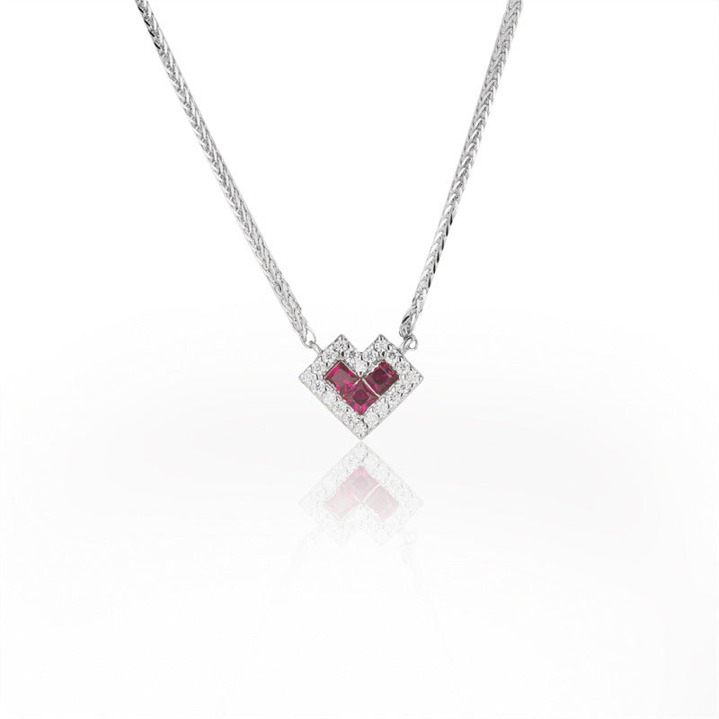 Lab Created DiamondS925 Sterling Silver Cultivated Gemstone Love Necklace Pendant