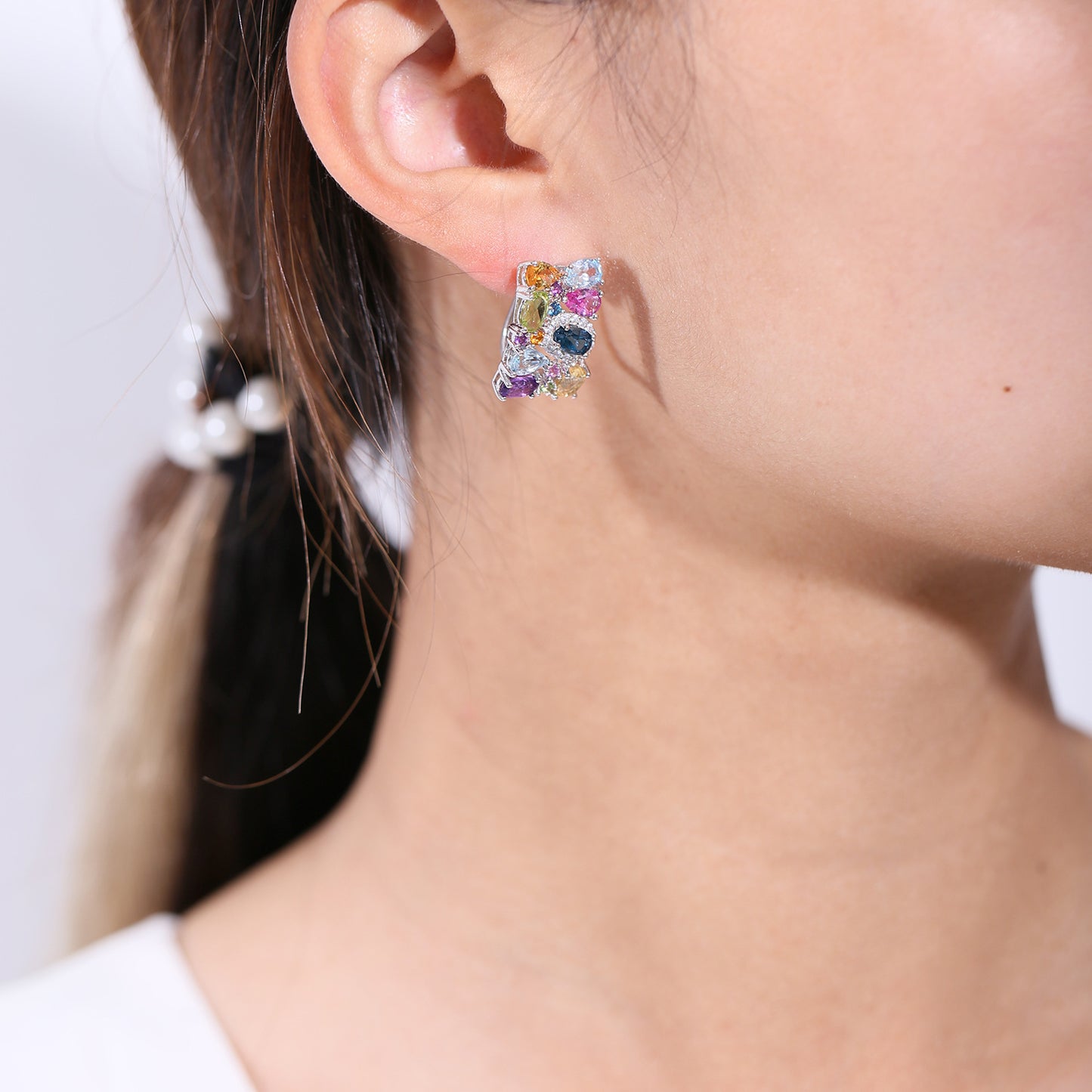 Radiant and Colorful Natural Gem Earrings with 925 Sterling Silver Style Earrings and Earclasps