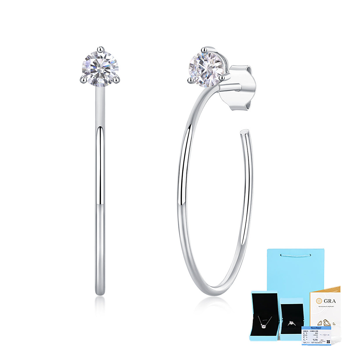 Boucles d'oreilles en argent 925, cerceau d'oreille, moissanite, nouvelles