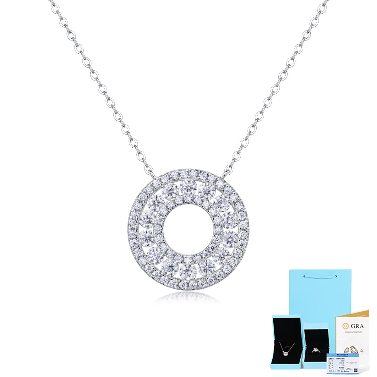 S925 Silver Necklace Moissanite Pendant Fashion Clavicle Chain Accessories