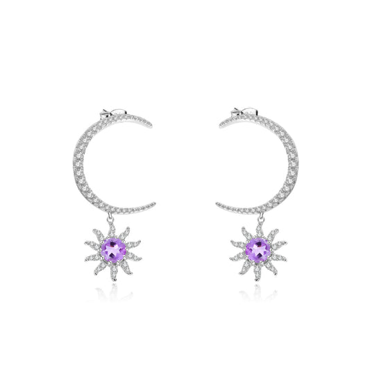 Boucles d'oreilles de créateur en argent s925 incrustées de pierres précieuses naturelles améthyste boucles d'oreilles