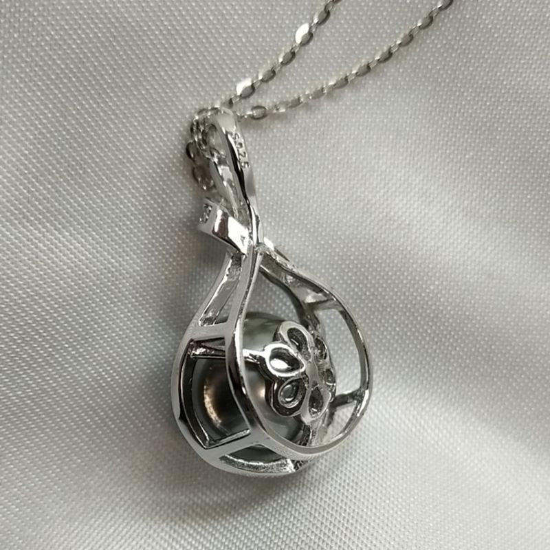 Pendentif en argent s925, perle de mer de 10mm, perle noire, envoyer amant, envoyer mère