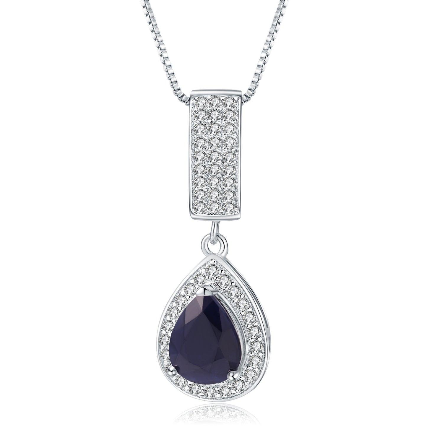 Fashionable and creative silver necklace S925 sterling silver inlaid with natural colored gemstones necklace pendant