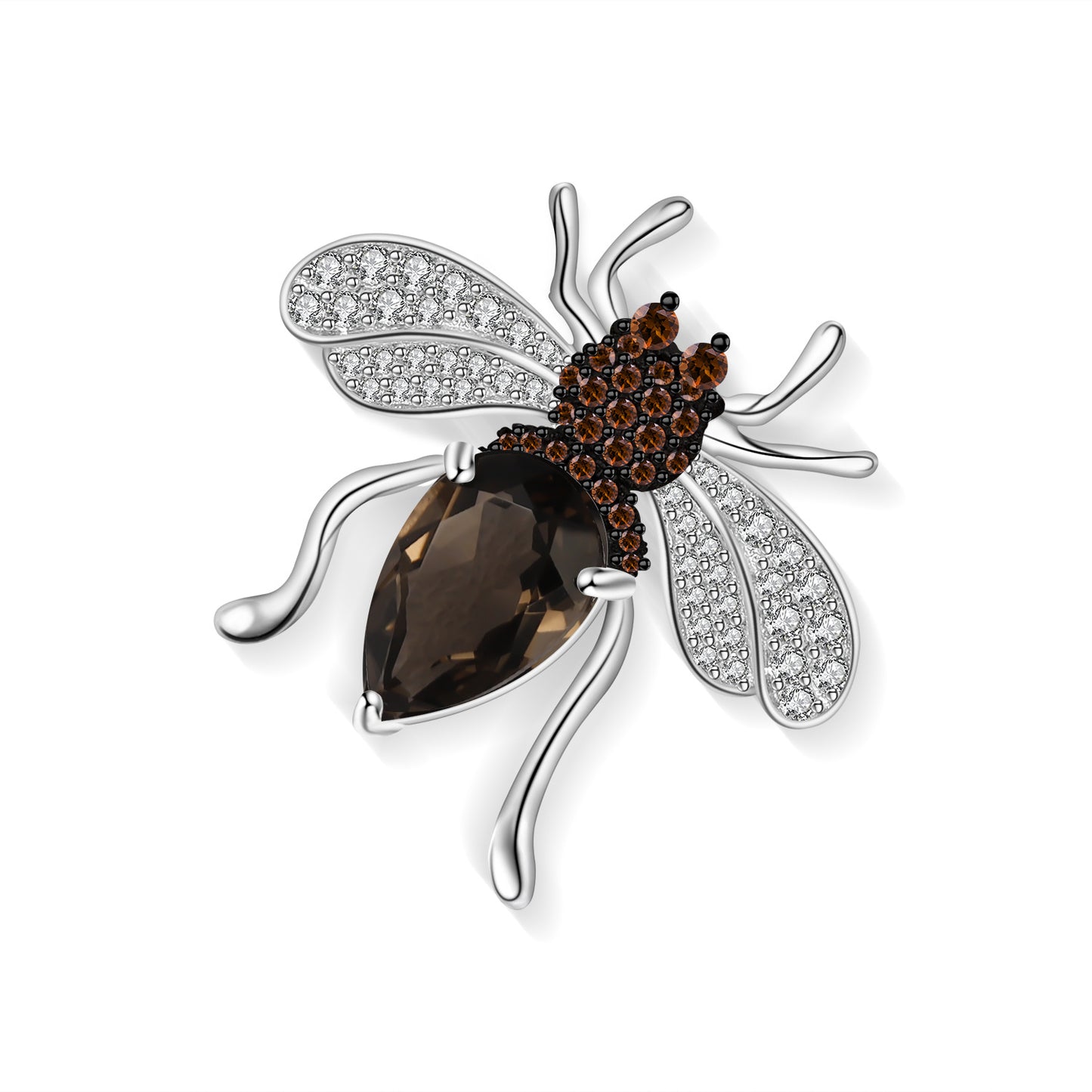 Natural amethyst designer brooch insect design s925 sterling silver inlaid with natural color treasure brooch