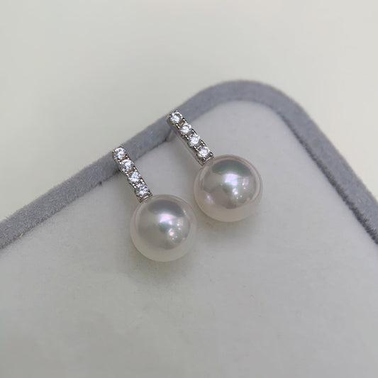 [DF]Elegant Essence: 7-10mm Freshwater Pearl Silver Stud Earrings