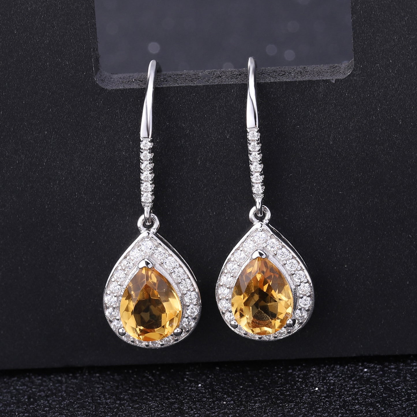 Natural colorful topaz earrings earrings with high sense s925 silver inlaid natural gemstone earrings