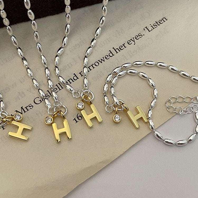 [DF]Korean minimalist and exquisite H-letter 925 sterling silver bracelet 2023 new ins niche design girlfriends bracelet