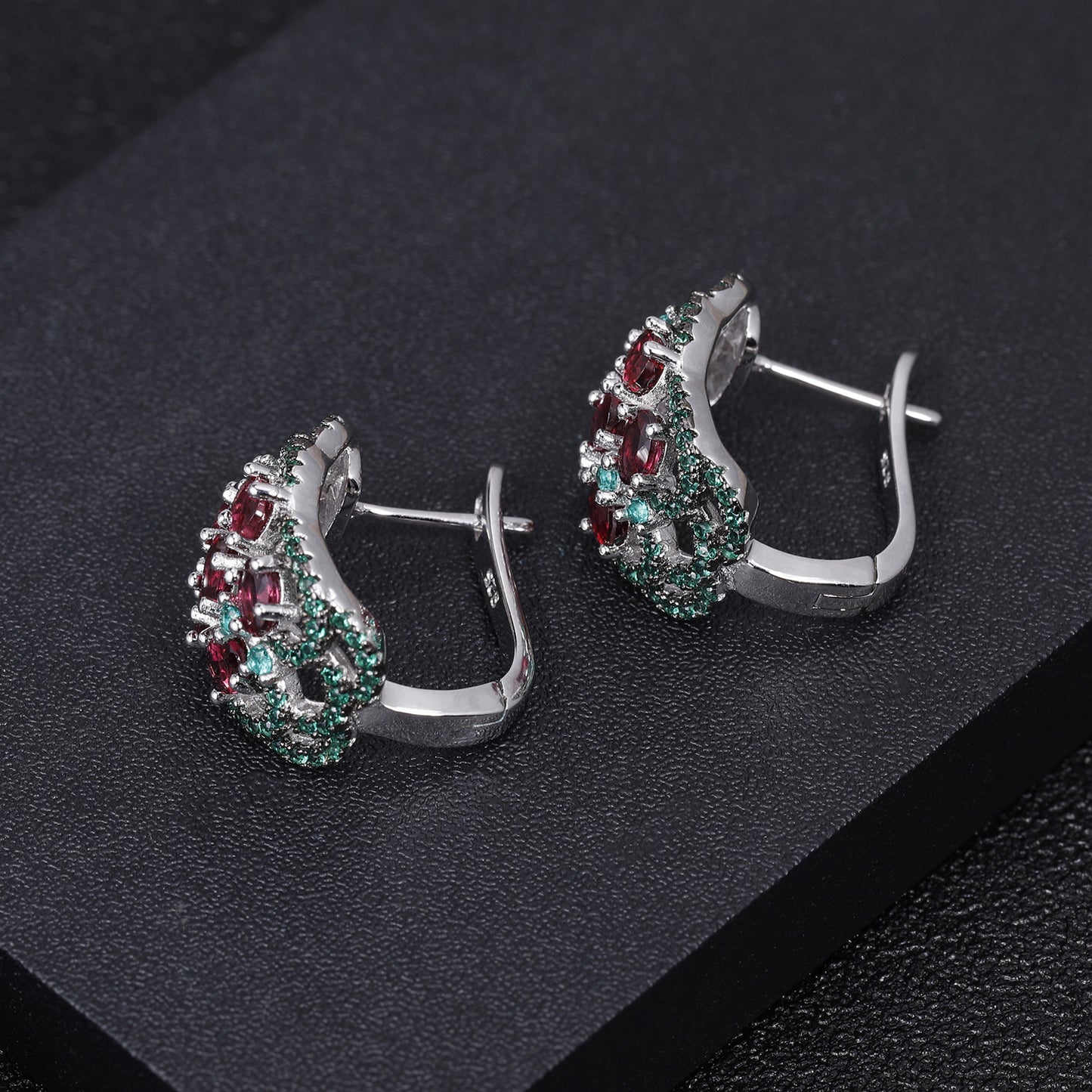 Boucles d'oreilles grenade Rose naturelle, ensemble d'argent 925, boucles d'oreilles en pierres précieuses