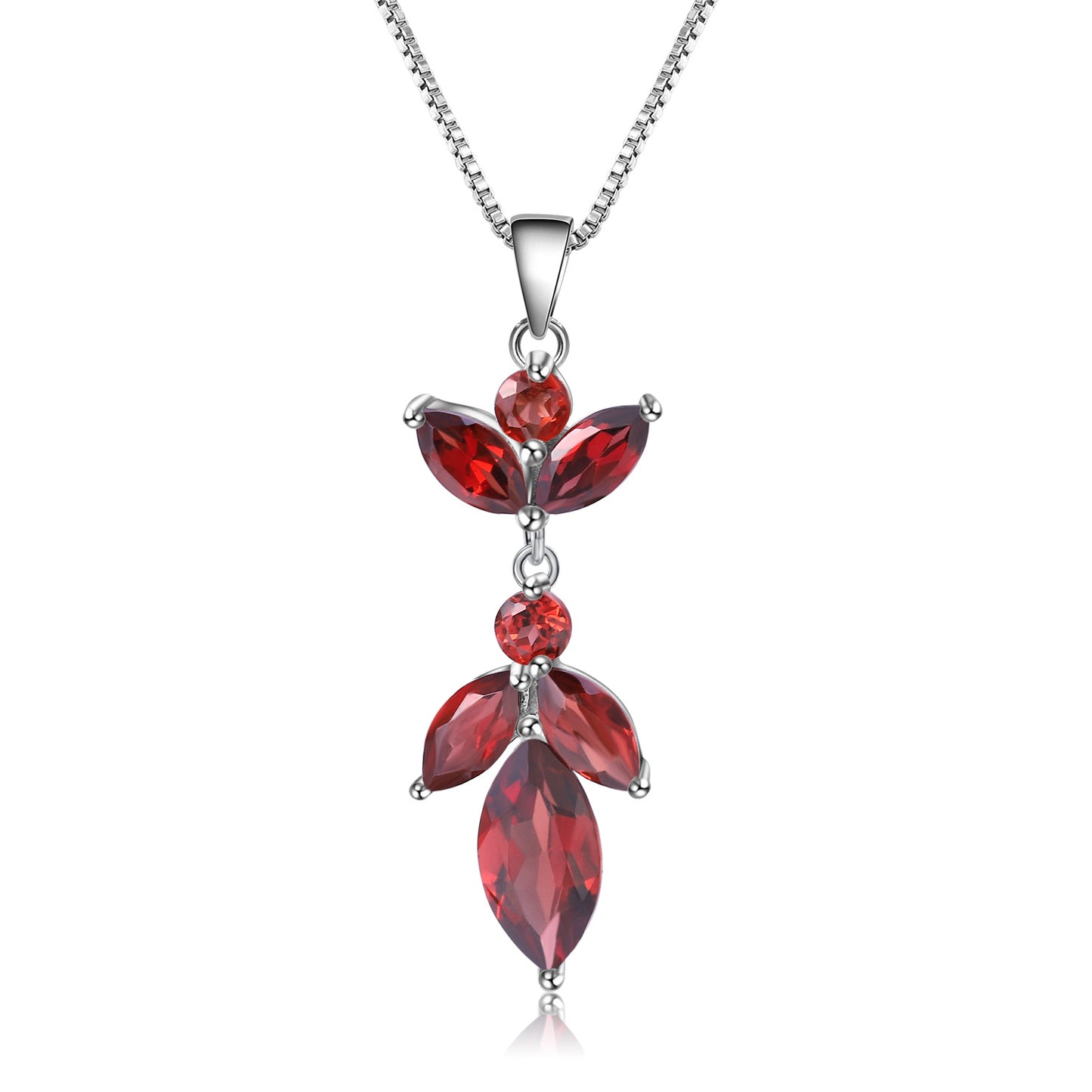 Natural Colorful Treasure Pendant with Maple Leaf Shape Inlaid with Garnet S925 Silver Necklace Pendant