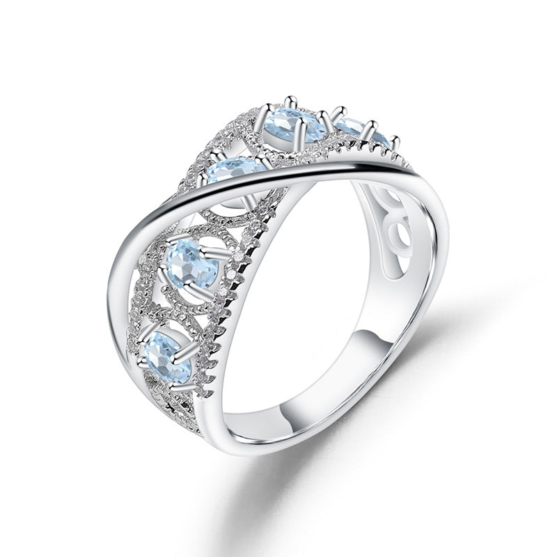 Bague topaze améthyste naturelle, ensemble en argent S925, pierre de couleur naturelle