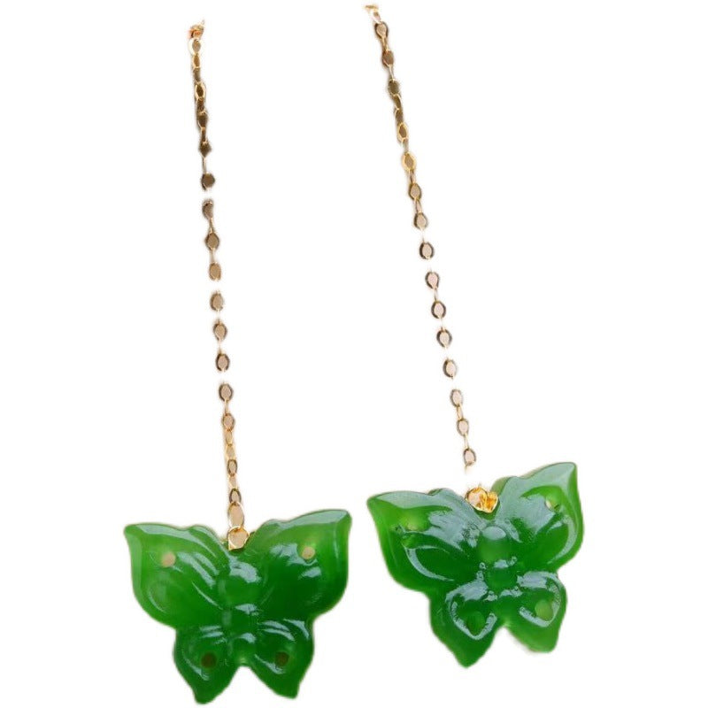 Hotan Jade Earline Jade Butterfly Earrings