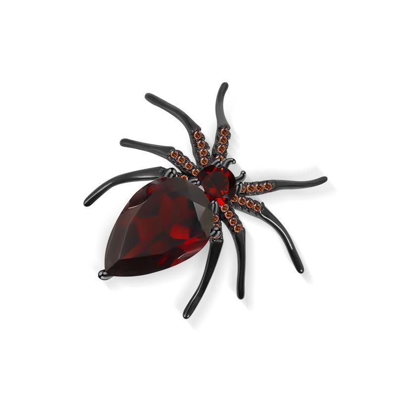 Broche haut de gamme de la série Insect, design araignée, broche en argent sterling s925, couleur naturelle, topaze au trésor