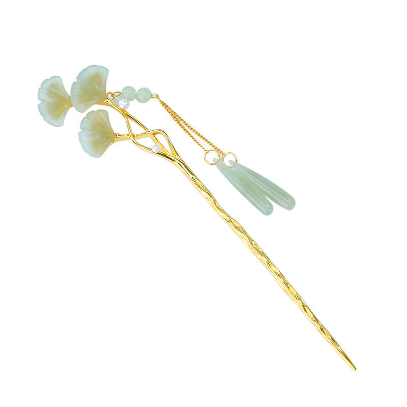 S925 silver inlaid Hotan Jade hairpin hairpin hairpin with delicate hair