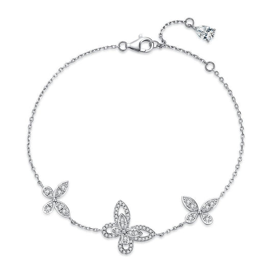 S925 sterling silver Phantom Butterfly Bracelet female simple Joker chain zircon full diamond