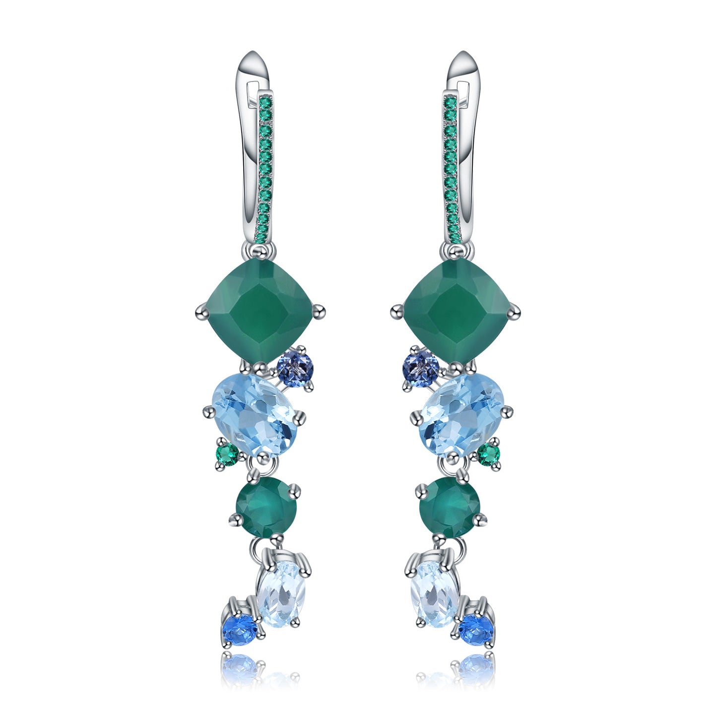 Boucles d'oreilles avancées en argent s925, boucles d'oreilles colorées naturelles