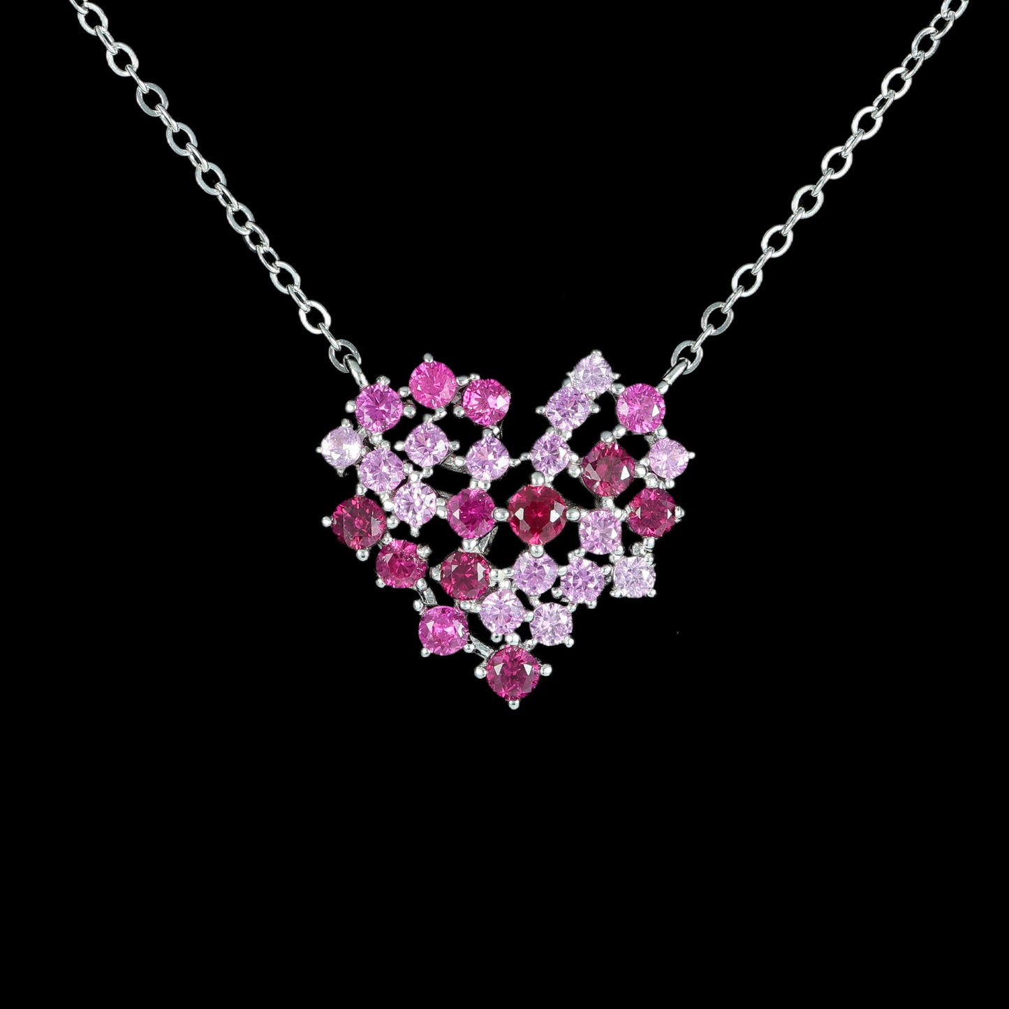 Lab Created DiamondS925 Sterling Silver Cultivated Gemstone Pendant Necklace Love Necklace