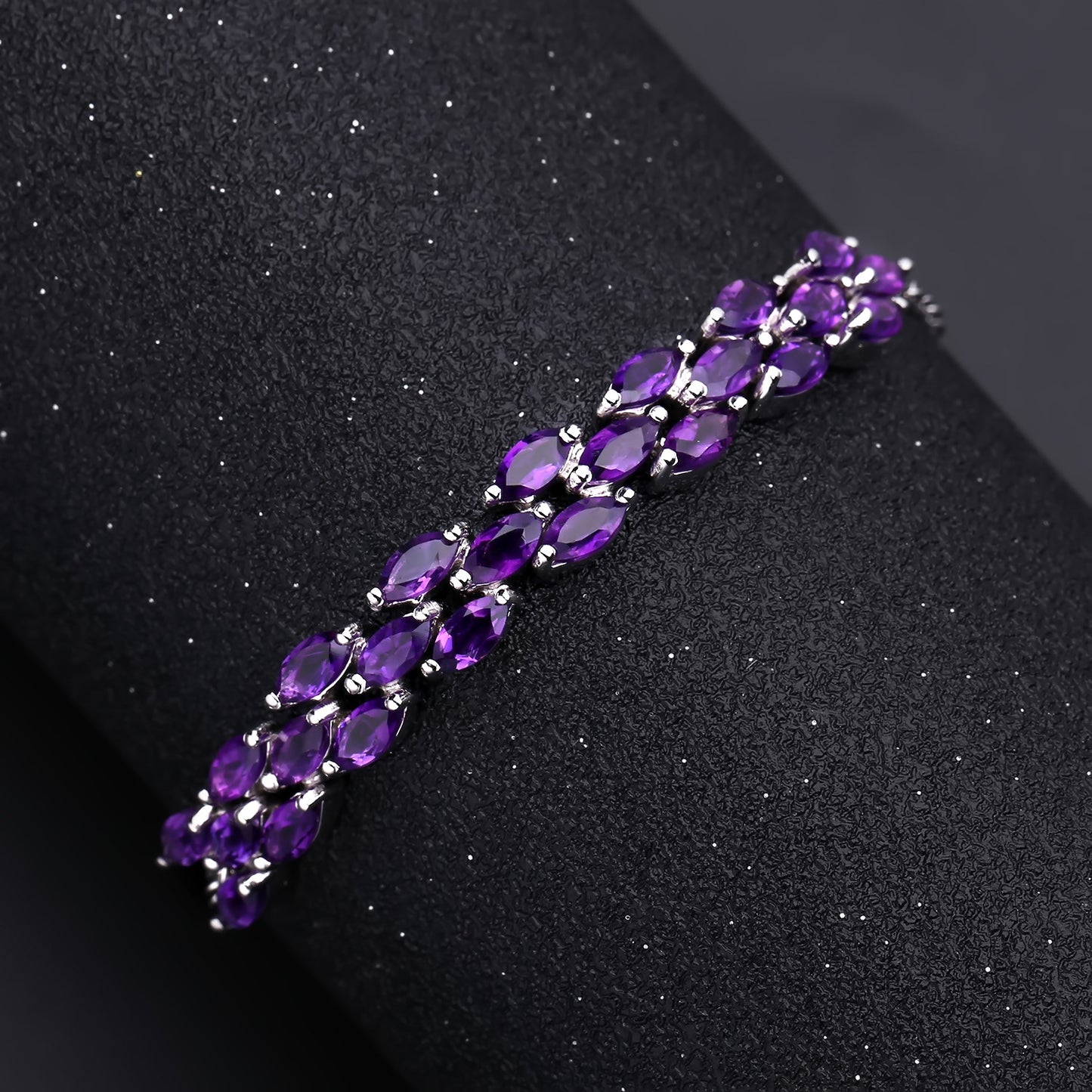 Natural Amethyst Bracelet s925 Silver Inlaid Natural Colorful Treasure Bracelet