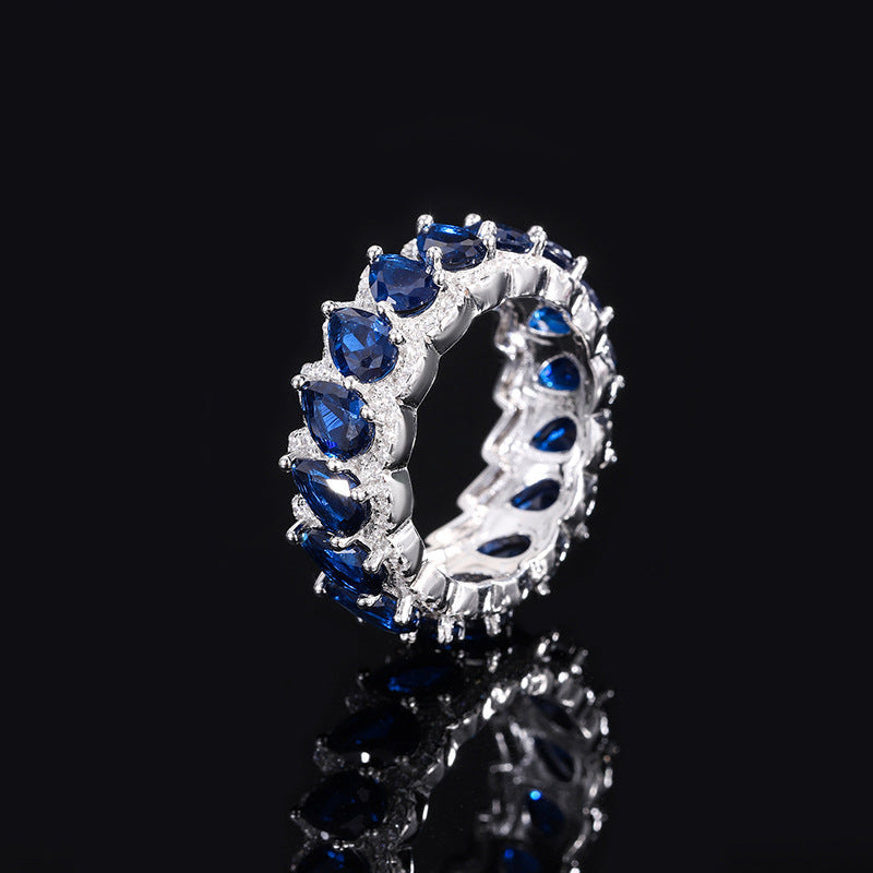 S925 silver jewelry Europe and the United States simulation colorful rings luxury texture ring main stone 4*6