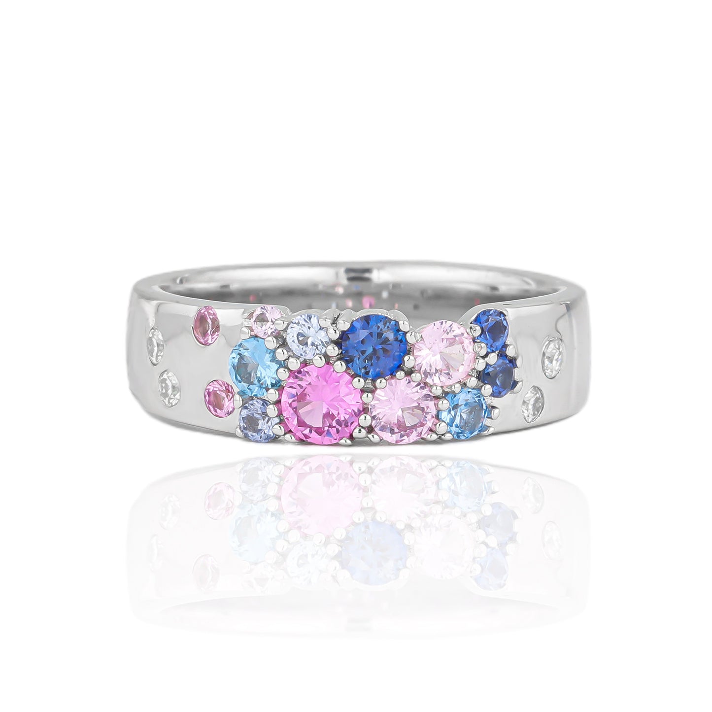 S925 sterling silver fashionable women's ring with colorful gemstone ring design, niche