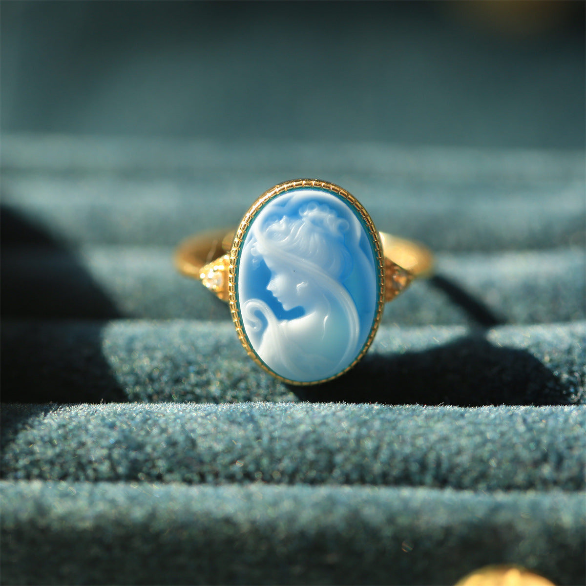 Antique S925 silver Cameo embossed beauty ring