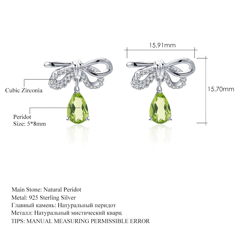 Pendientes de plata de ley s925 con incrustaciones de cristal natural de colores