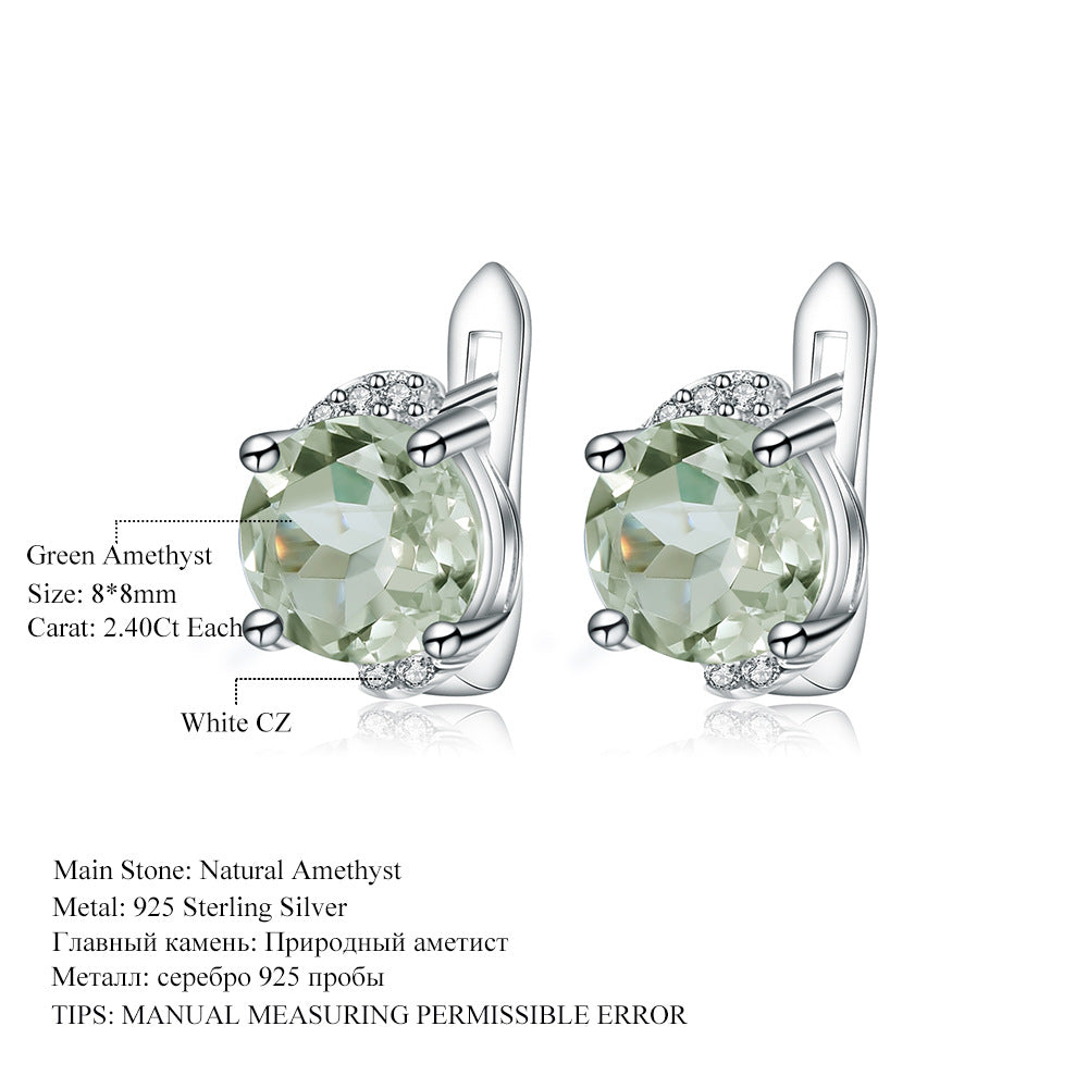 Boucles d'oreilles en cristal jaune naturel, boucles d'oreilles et boucles d'oreilles en argent sterling s925 à la mode et minimalistes incrustées de trésors de couleur naturelle