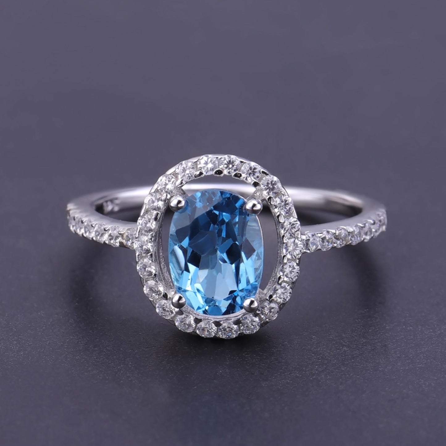 Natural Colored Gemstone Topaz Ring Stylish Simple S925 sterling silver set 1.57 carat gemstone ring