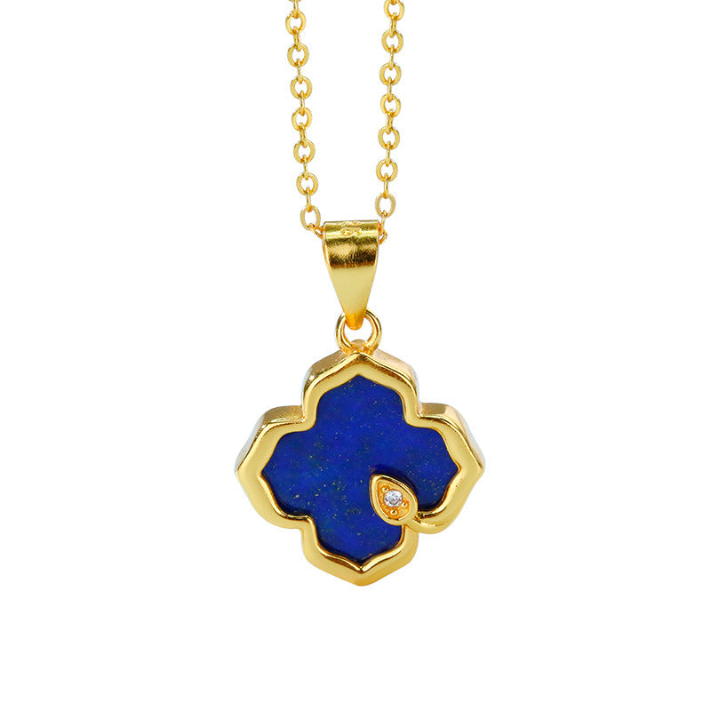 S925 silver gold-plated lapis lazuli pendant