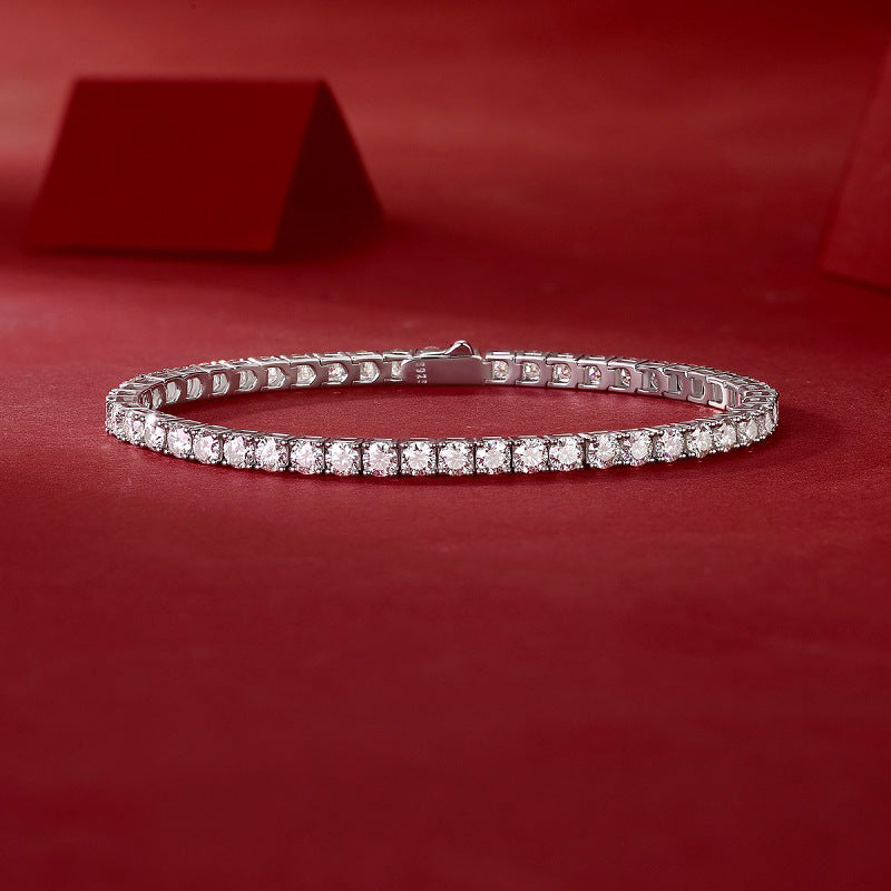 Bracelet de Tennis en argent 925, pierre Mosang, nouveau Bracelet pour hommes et femmes, plaqué argent, or 18 carats