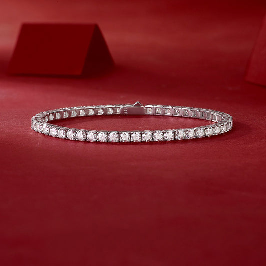 Pulsera de tenis con piedra Mosang en plata 925, nueva pulsera para hombre y mujer, bañada en plata y oro de 18 quilates