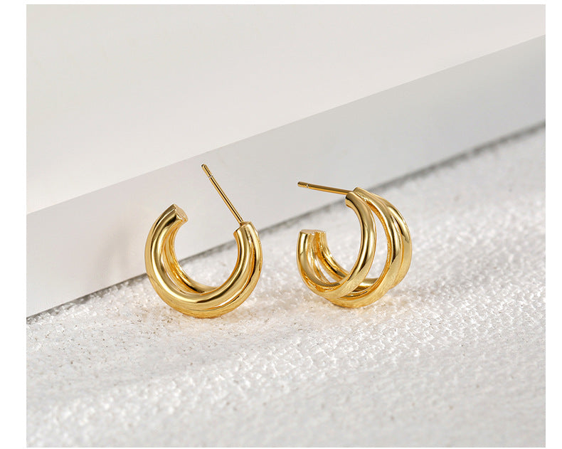 【DF】Earrings high-end earrings women's jewelry accessories cold wind earrings women's simplicity