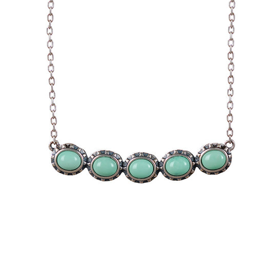 S925 silver inlaid raw ore turquoise egg smile necklace