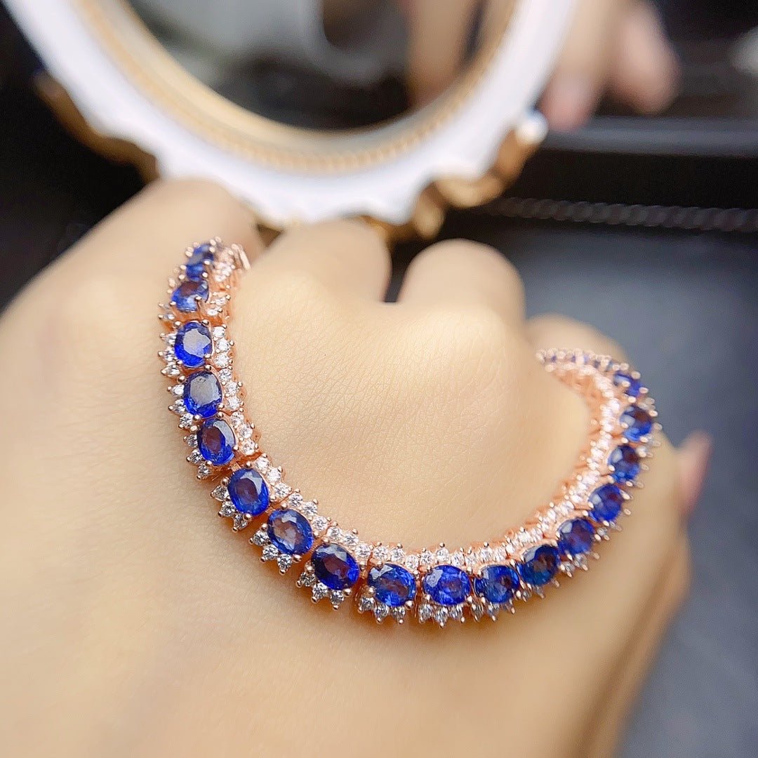 Natural sapphire bracelet S925 silver inlaid main stone 3*4 sales