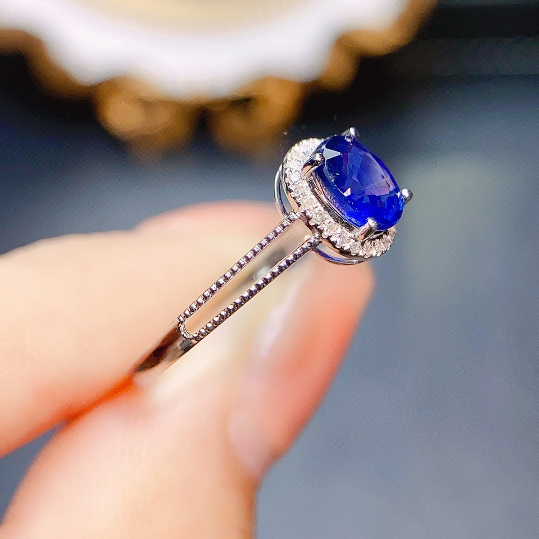 Natural sapphire ring 18K gold set main stone 4*6 selling