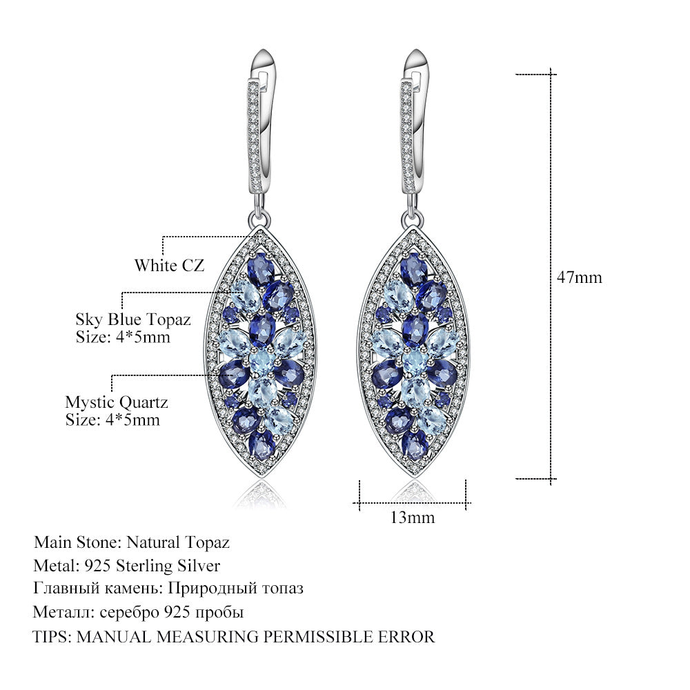 Natural Colorful Treasure Earrings and Earrings s925 Silver Inlaid Crystal Earrings