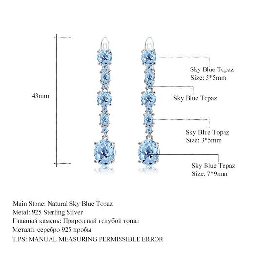 Boucles d'oreilles topaze colorée naturelle, boucles d'oreilles en argent s925 incrustées de pierres précieuses