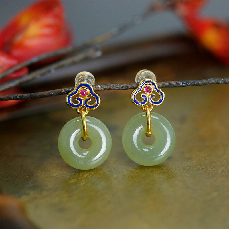 Boucles d'oreilles claquettes en argent plaqué or S925 avec fermoir en saphir