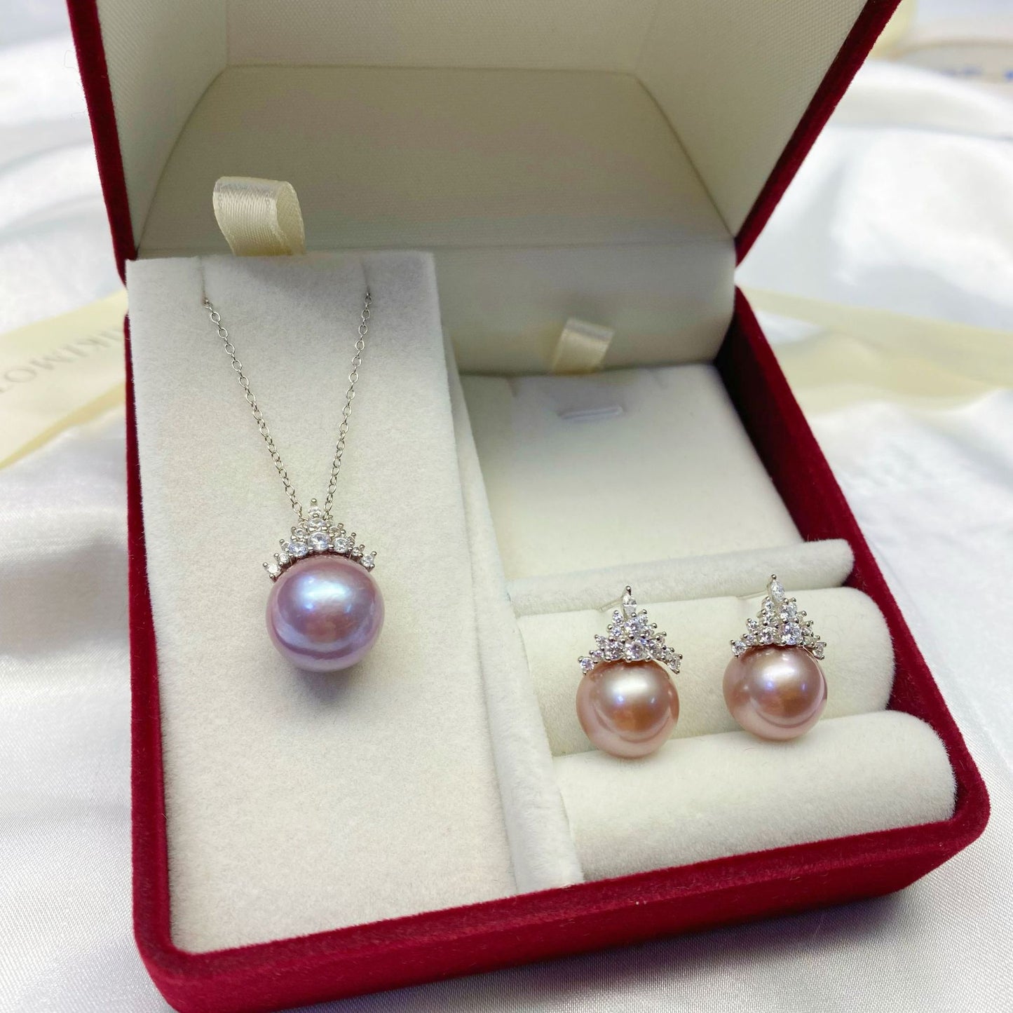 [DF] Conjunto de moda Reina de Hielo: colgante y pendientes de perlas de agua dulce grandes en plata S925 