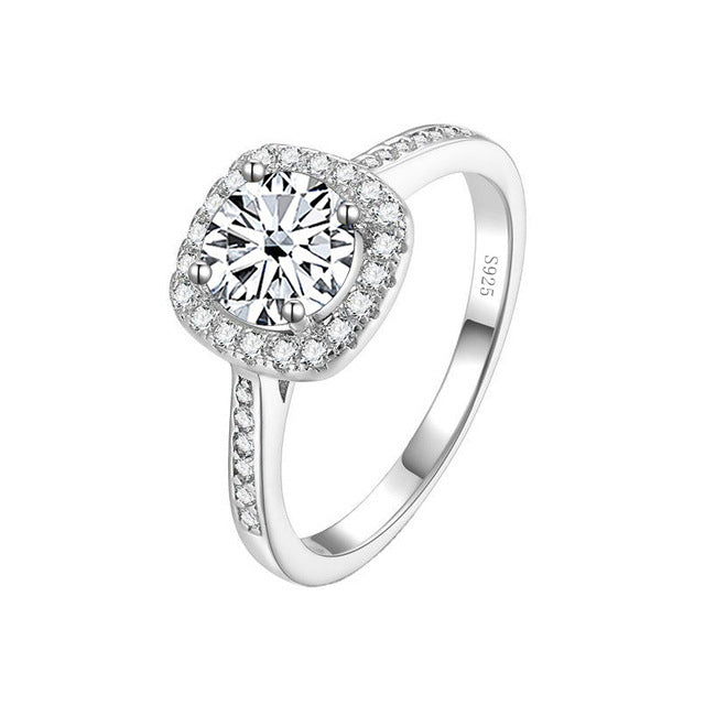 Bague en argent Sterling S925 pour femmes, classique, luxe, sac carré, bague creuse en Moissanite, 12 carats