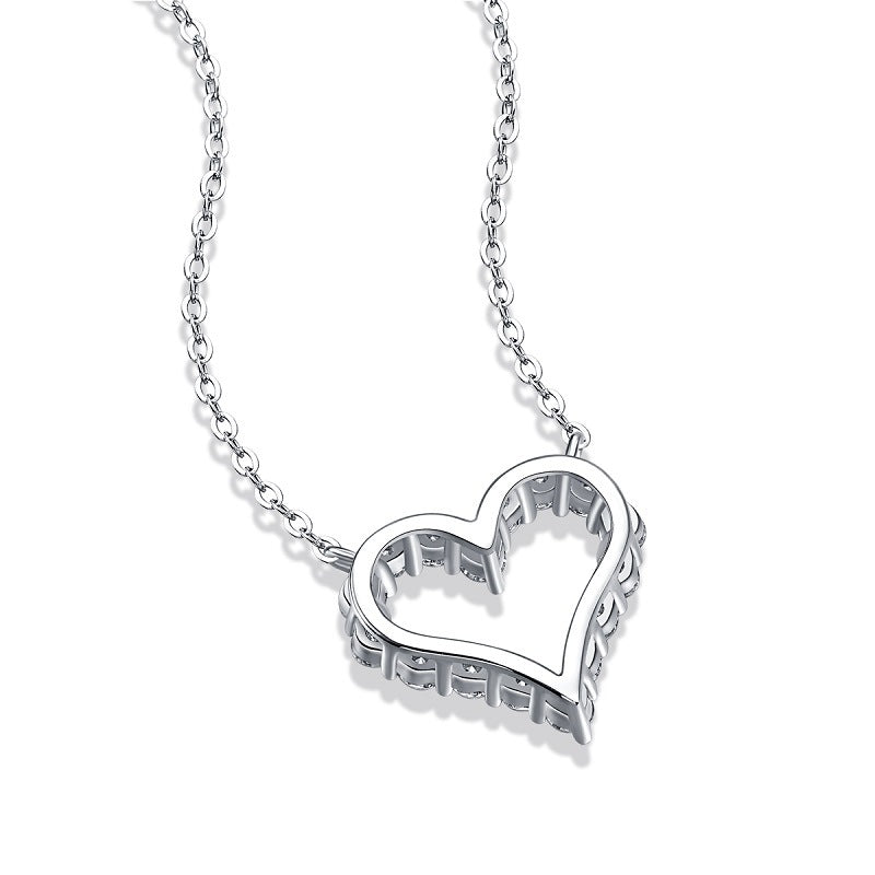 S925 silver Mosan stone necklace new love pendant with chain new female trend love pendant