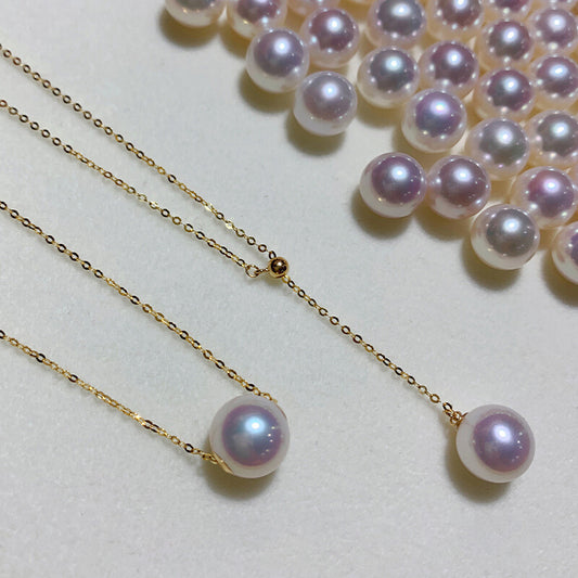 [DF]Radiant Elegance: 18K Gold Freshwater Pearl Y Necklace - Sublime Round Luminescence