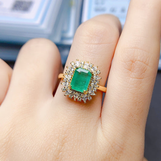 Natural emerald ring S925 silver set main stone 5*7 sold